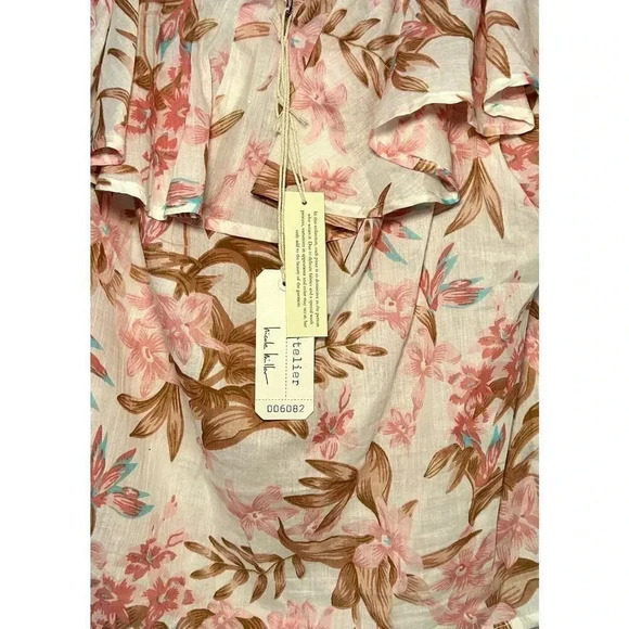 NWT Nicole Miller Artelier Women’s Off The Shoulder Ruffle Blouse Floral Size L - Picture 6 of 6